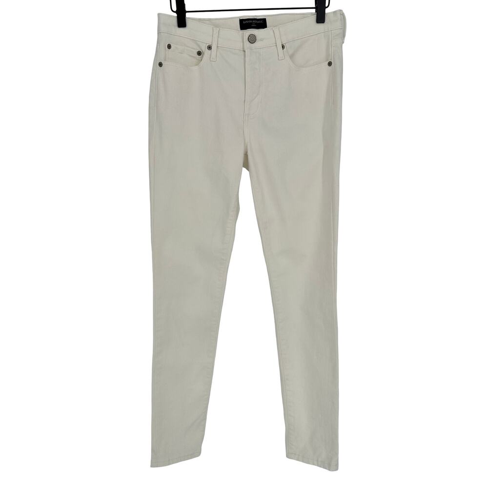 Banana Republic Skinny Jeans 27 White Off White Cream Stretch Denim Mid Rise